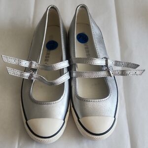Converse Silver Double-Strap Mary Jane Flats